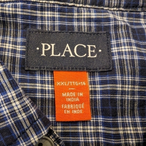 Children's place Boys plaid collared Shirt, Youth XXL. New with tags - Picture 5 of 5